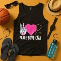 Certified Nursing Assistant Peace Love CNA Nurse Tank Top thumb 4