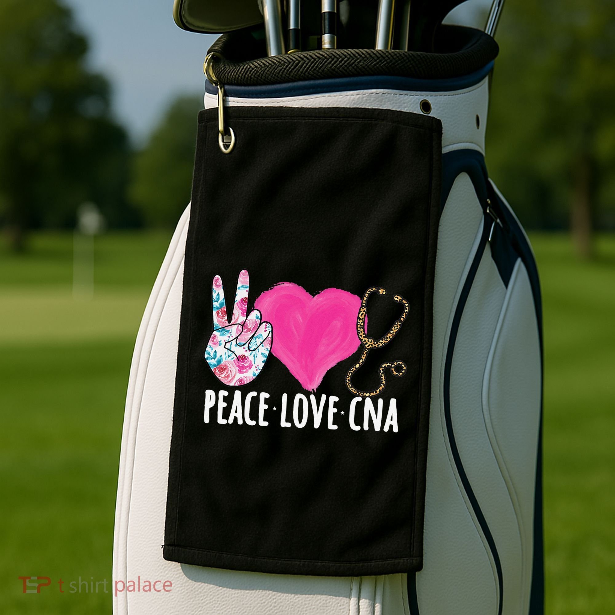 Certified Nursing Assistant Peace Love CNA Nurse Golf Towel