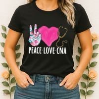 Certified Nursing Assistant Peace Love CNA Nurse Women's T-Shirt thumb 2