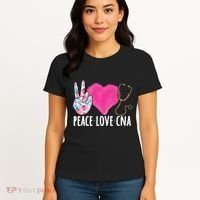 Certified Nursing Assistant Peace Love CNA Nurse Women's T-Shirt thumb 4
