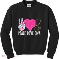 Certified Nursing Assistant Peace Love CNA Nurse Kids Sweatshirt thumb 0