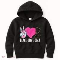 Certified Nursing Assistant Peace Love CNA Nurse Kids Hoodie thumb 0