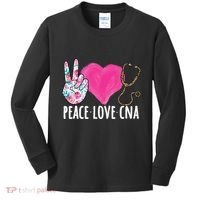 Certified Nursing Assistant Peace Love CNA Nurse Kids Long Sleeve Shirt thumb 0