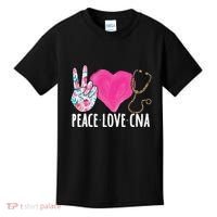 Certified Nursing Assistant Peace Love CNA Nurse Kids T-Shirt thumb 0