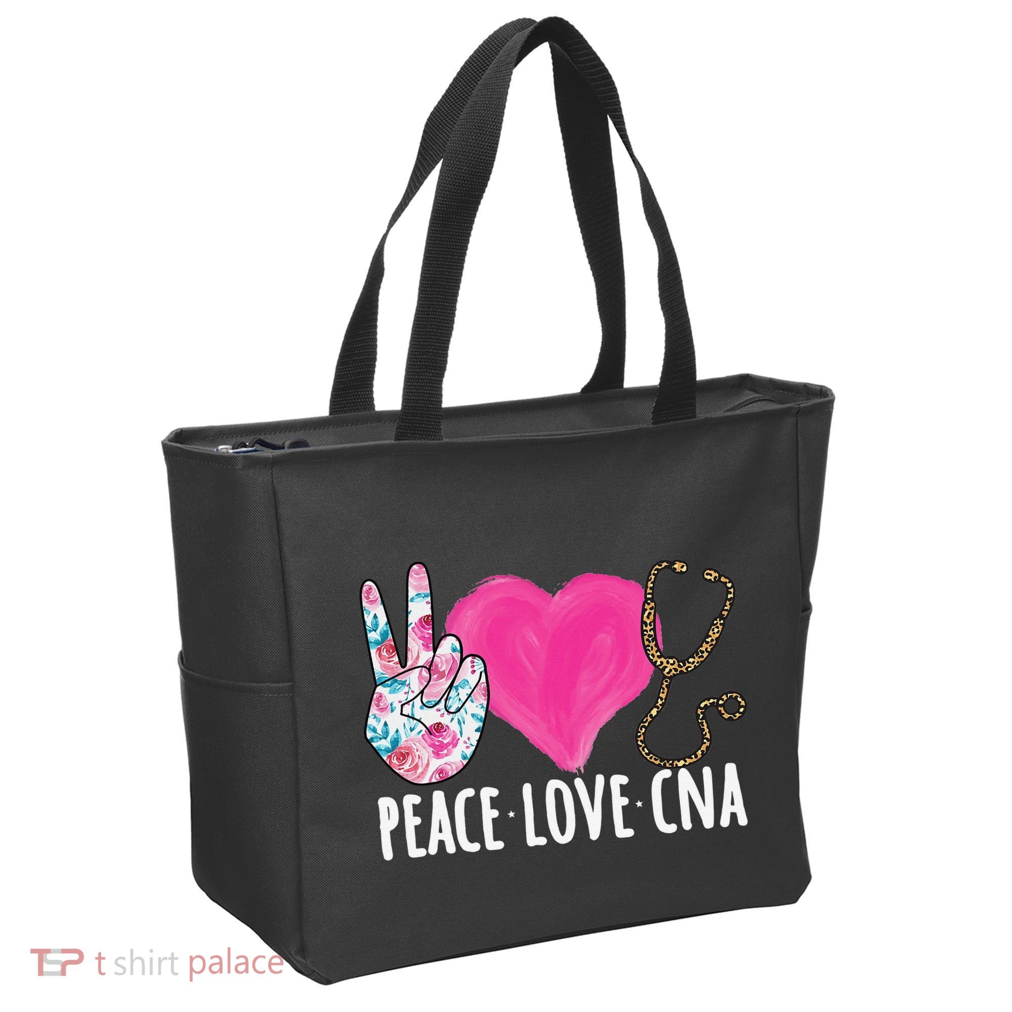 Certified Nursing Assistant Peace Love CNA Nurse Tote Bag