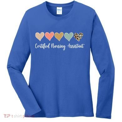 Certified Nursing Assistant Leopard Nurse Assistant Cna Gift Women's Long Sleeve Shirt