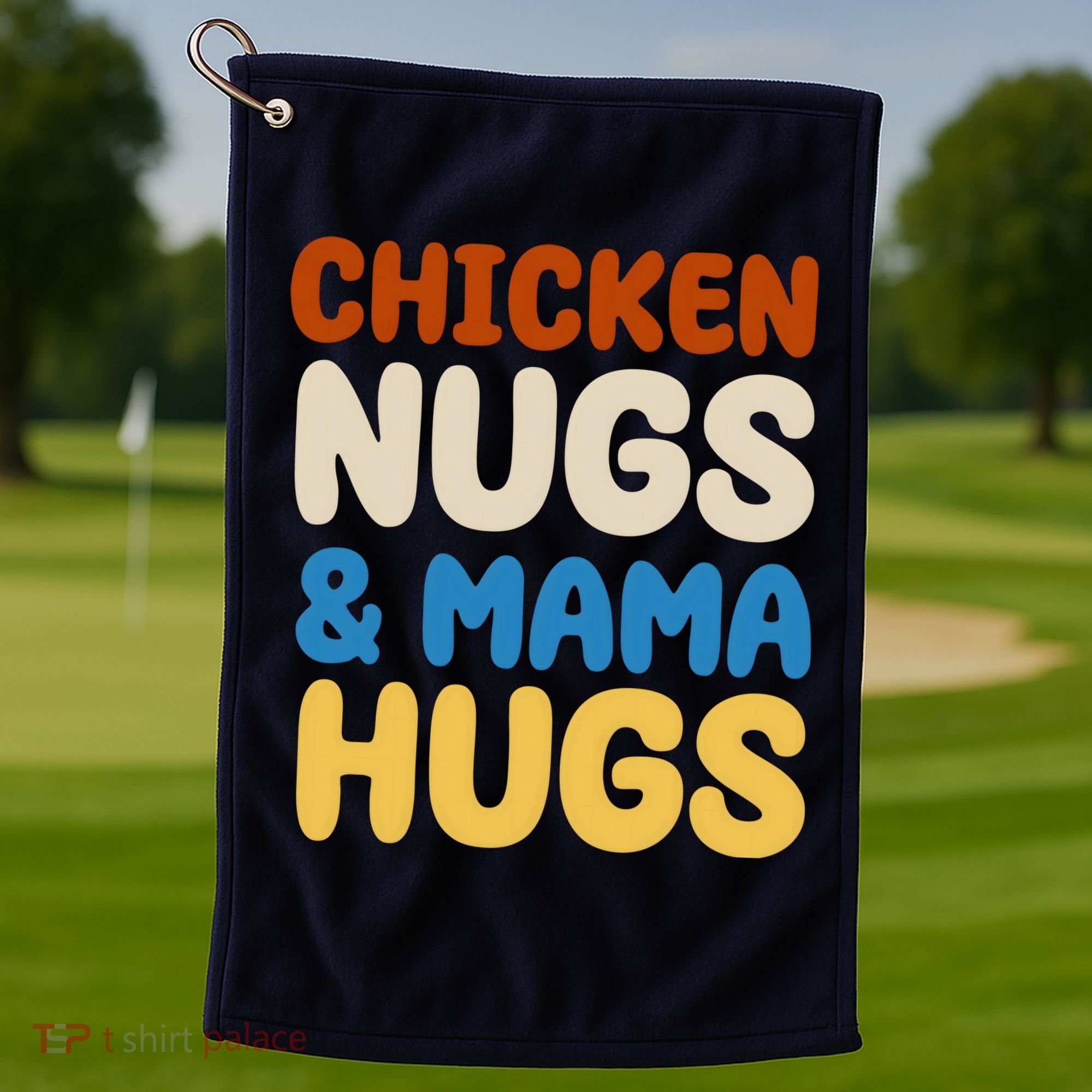 Chicken Nugs And Mama Hugs Golf Towel