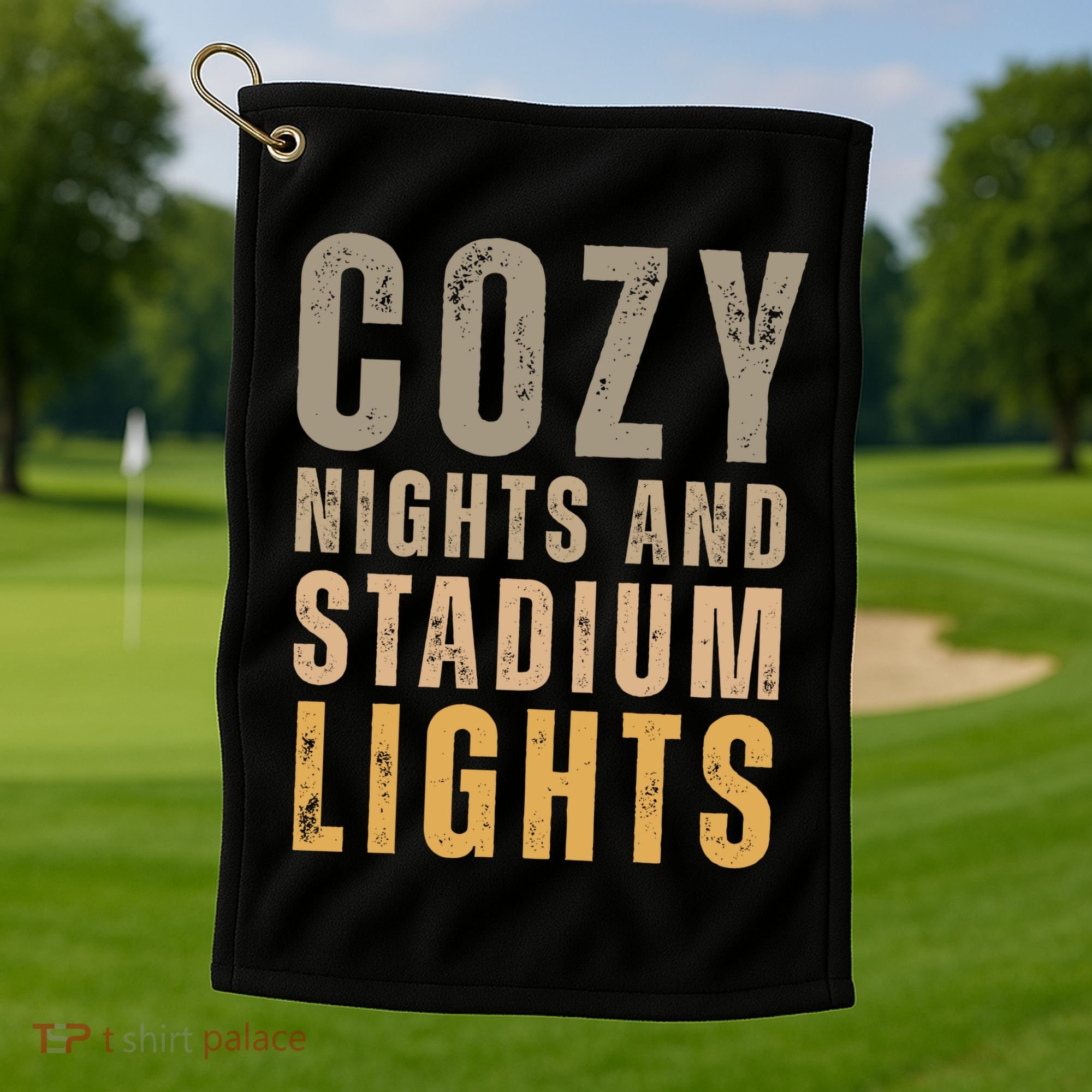 Cozy Nights And Stadium Lights Football Golf Towel