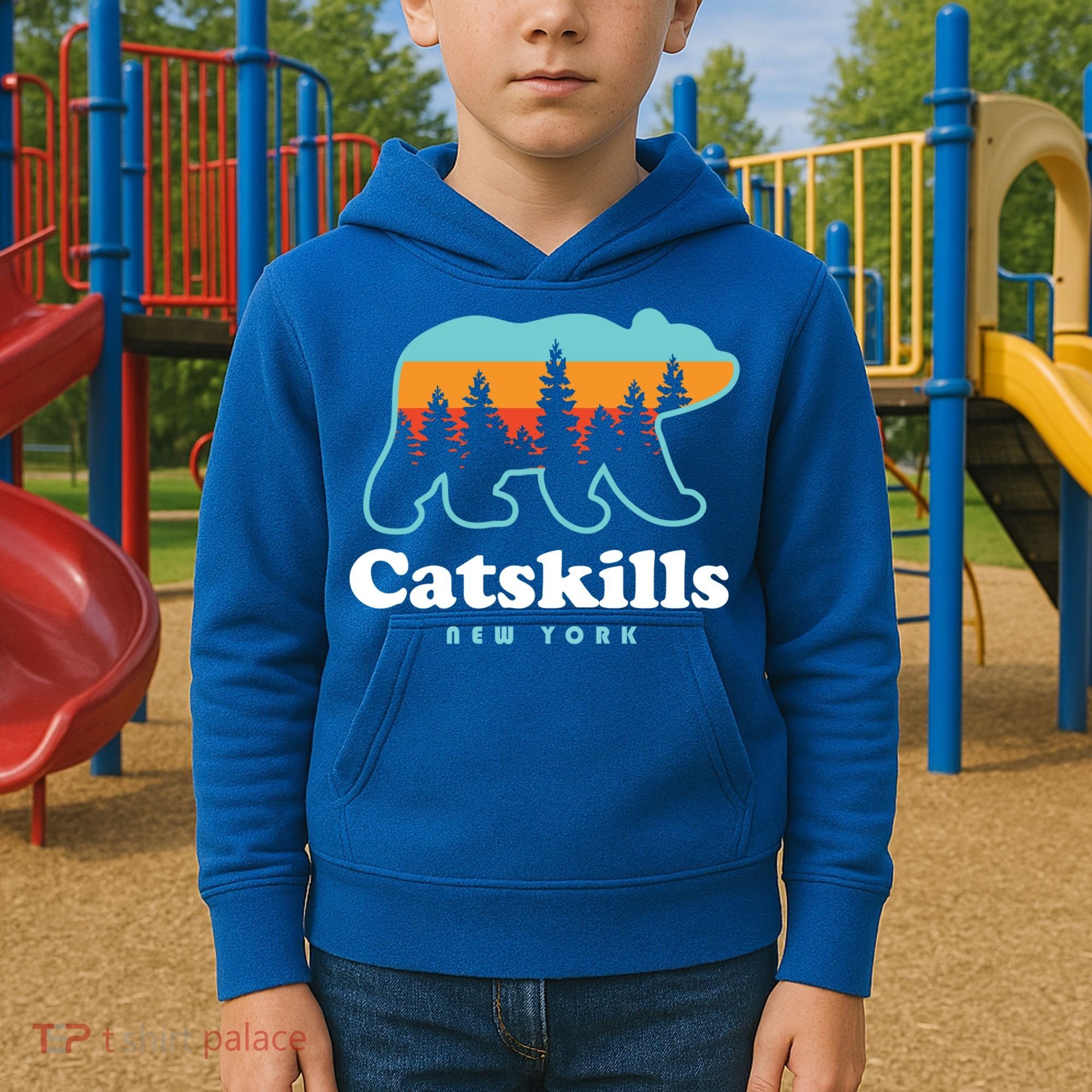 Catskills Ny Bear Mountains Camping Hiking New York Gift Kids Hoodie