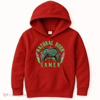 Cool Natural Born Gamer Kids Hoodie thumb 0