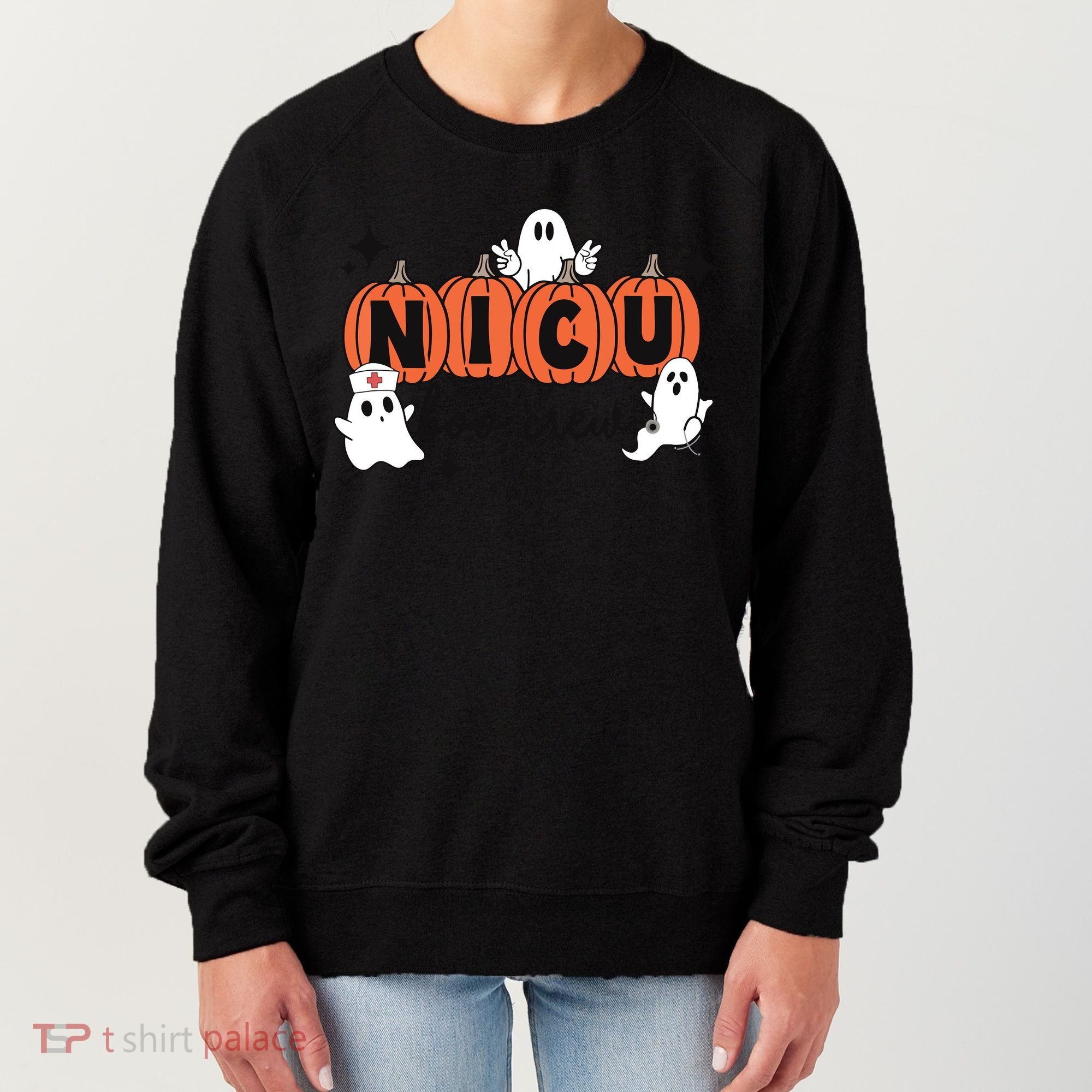 Cute Nicu Boo Crew Spooky Nurse Halloween Cute Ghost Pumpkin Women's Sweatshirt