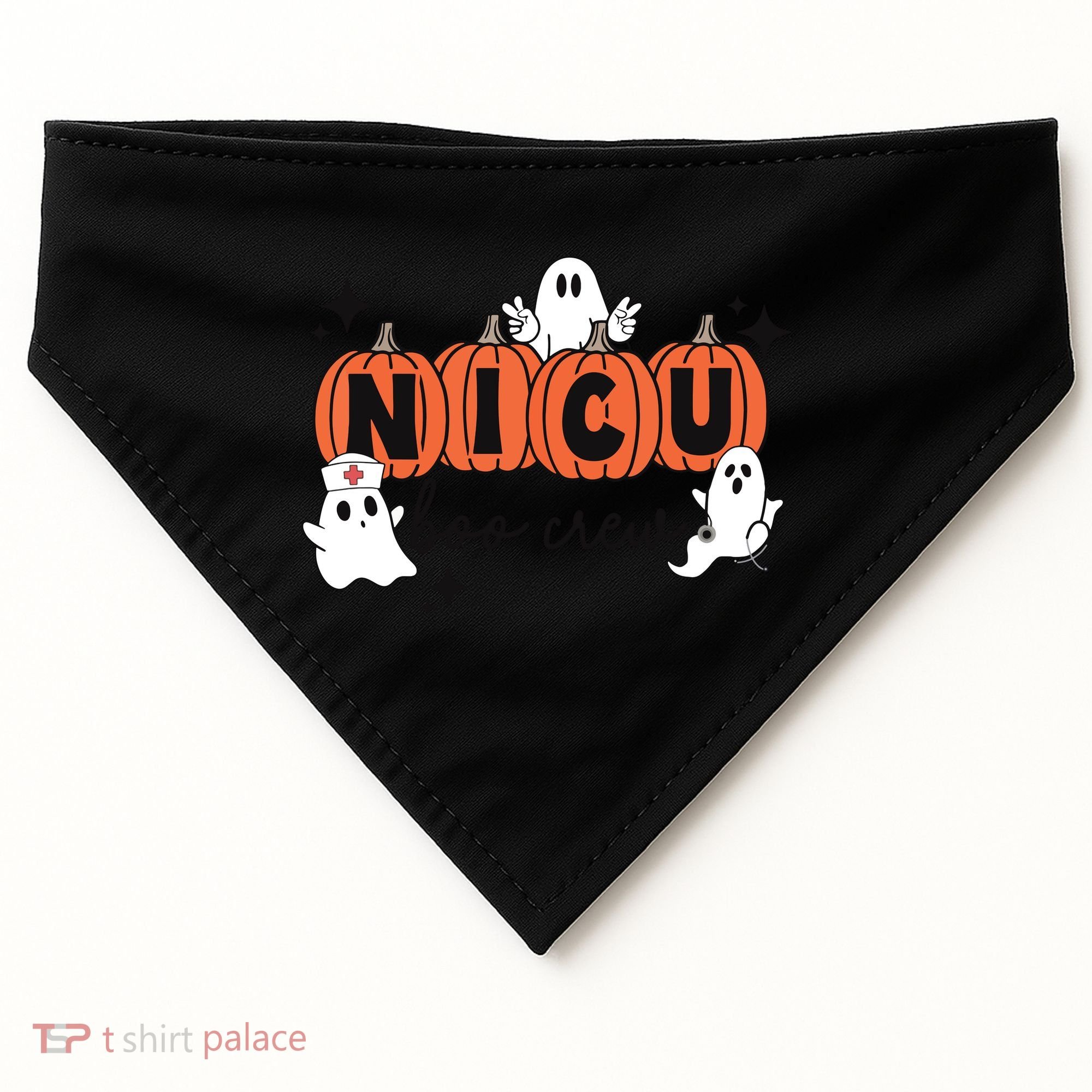 Cute Nicu Boo Crew Spooky Nurse Halloween Cute Ghost Pumpkin USA-Made Doggie Bandana