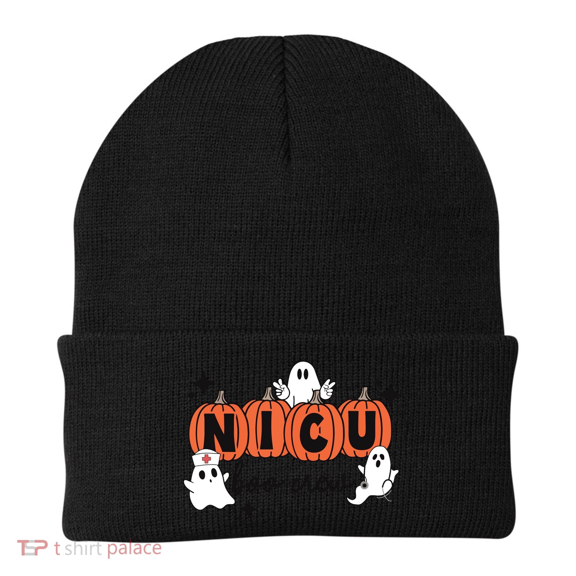 Cute Nicu Boo Crew Spooky Nurse Halloween Cute Ghost Pumpkin Beanie