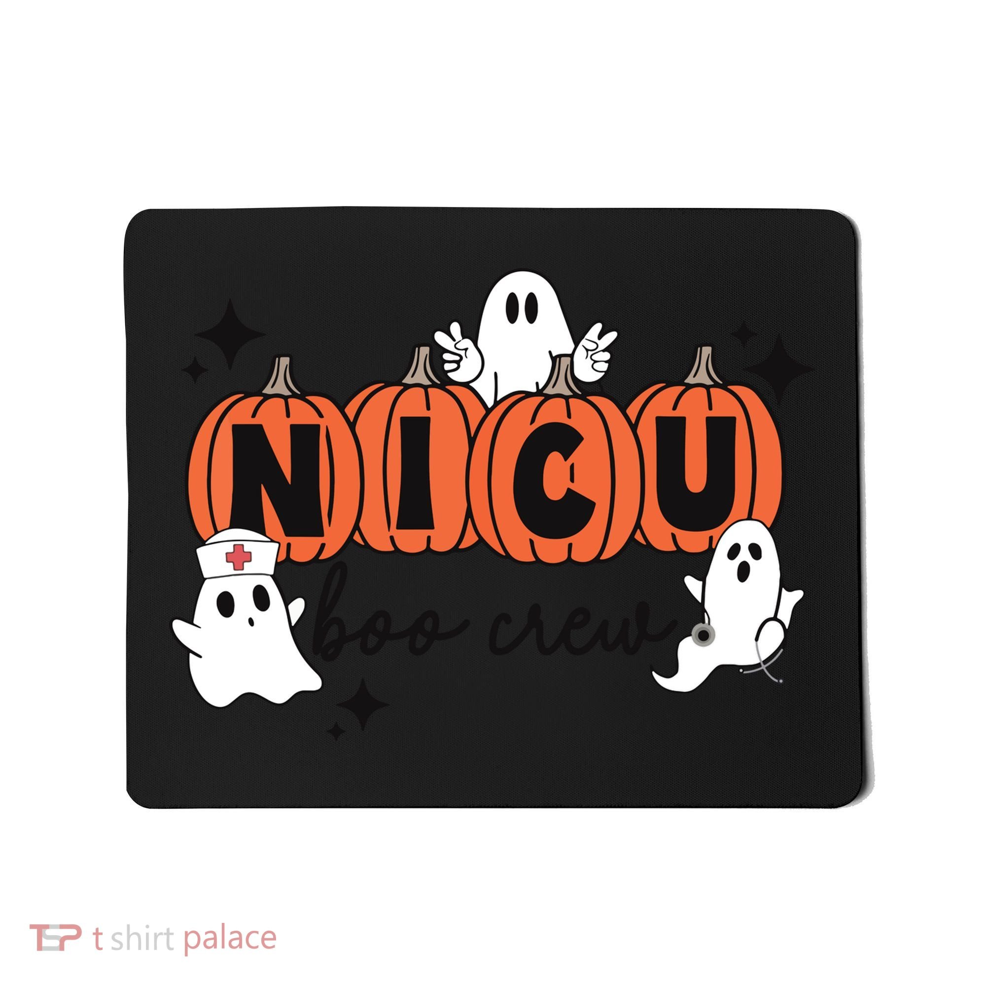 Cute Nicu Boo Crew Spooky Nurse Halloween Cute Ghost Pumpkin Mousepad