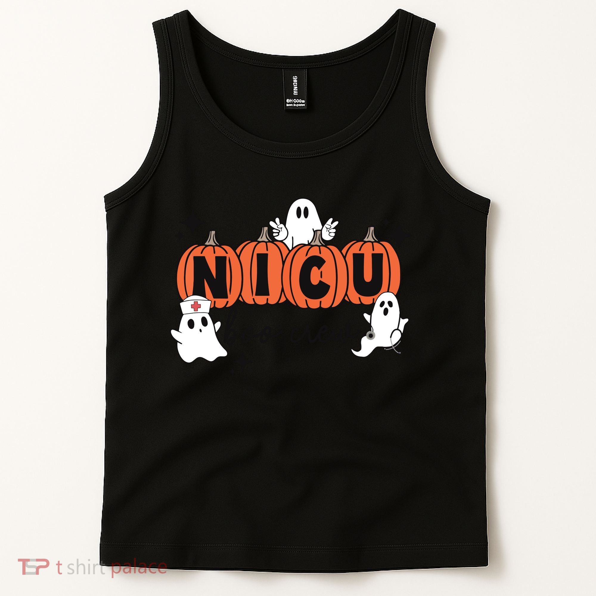 Cute Nicu Boo Crew Spooky Nurse Halloween Cute Ghost Pumpkin Tank Top