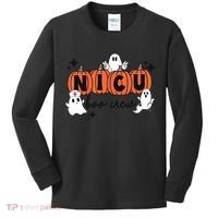 Cute Nicu Boo Crew Spooky Nurse Halloween Cute Ghost Pumpkin Kids Long Sleeve Shirt thumb 0