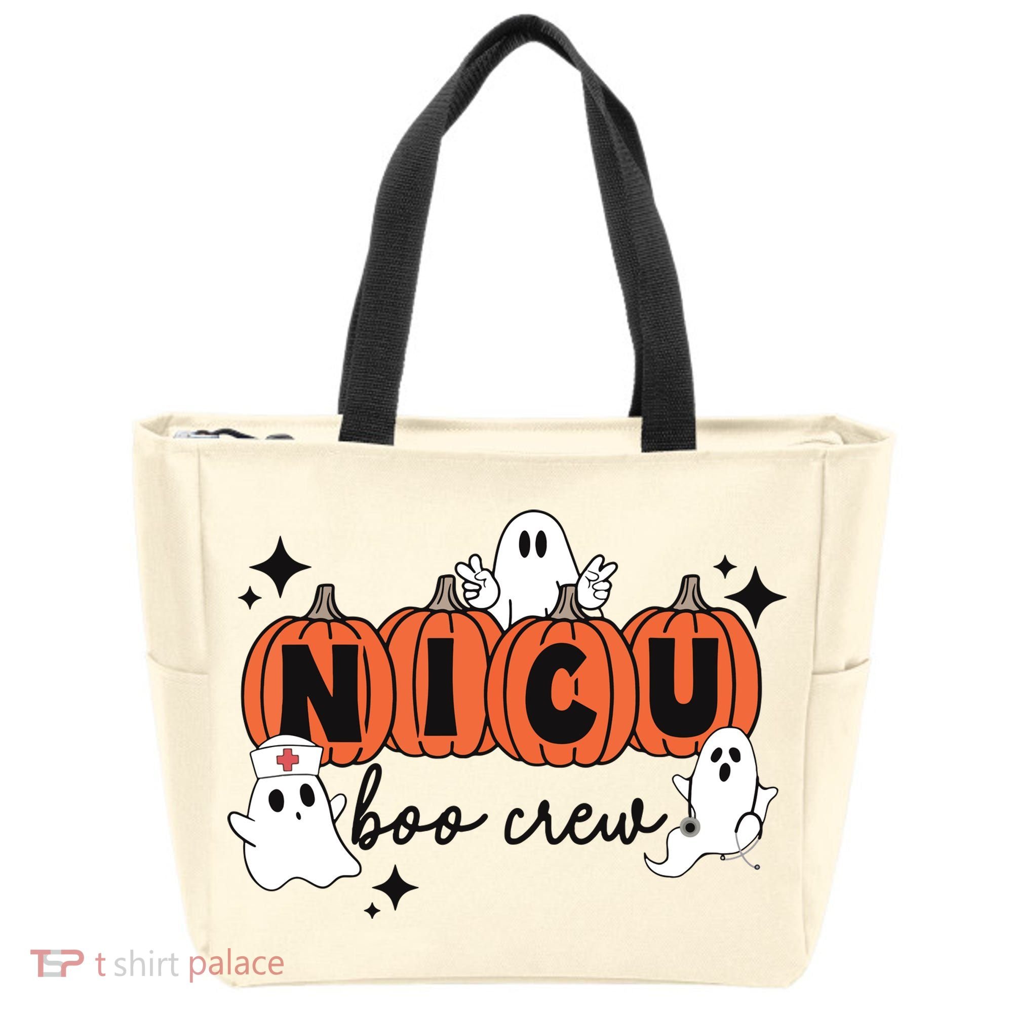 Cute Nicu Boo Crew Spooky Nurse Halloween Cute Ghost Pumpkin Tote Bag