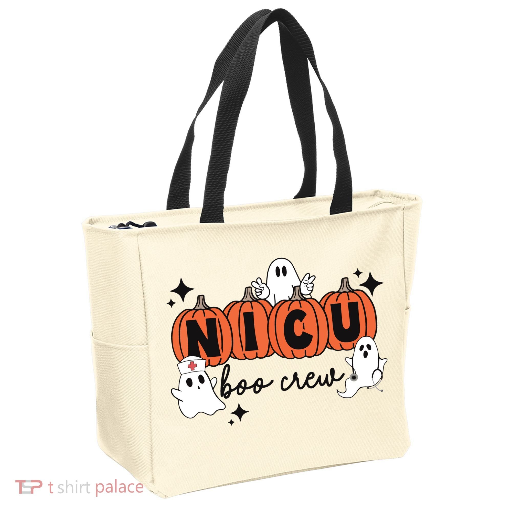 Cute Nicu Boo Crew Spooky Nurse Halloween Cute Ghost Pumpkin Tote Bag