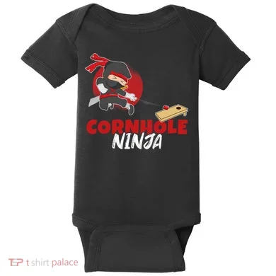 Cornhole Ninja Boy Cornhole Baby Bodysuit