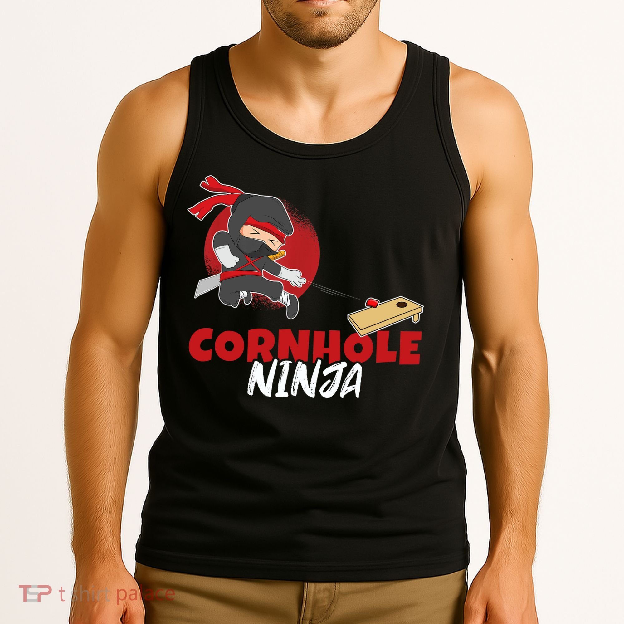 Cornhole Ninja Boy Cornhole Tank Top