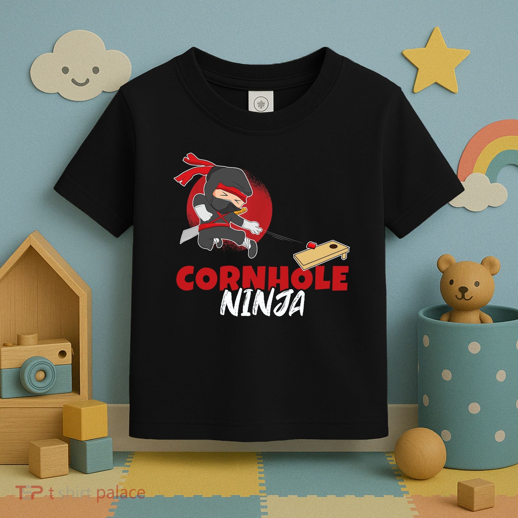 Cornhole Ninja Boy Cornhole Toddler T-Shirt