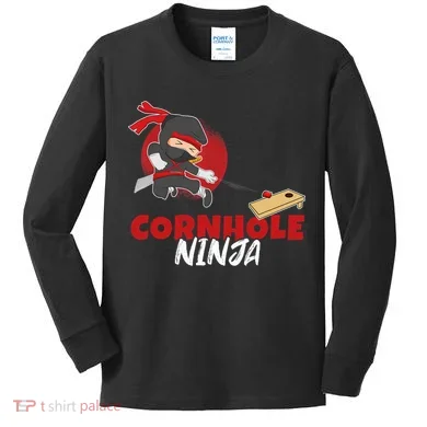 Cornhole Ninja Boy Cornhole Kids Long Sleeve Shirt