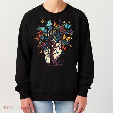 Cute Nature Butterfly Tree Women's Sweatshirt
