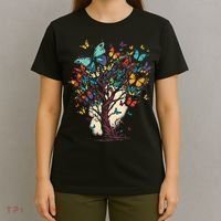 Cute Nature Butterfly Tree T-Shirt thumb 4
