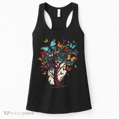 Cute Nature Butterfly Tree Women's Tank Top