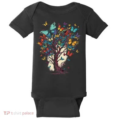Cute Nature Butterfly Tree Baby Bodysuit