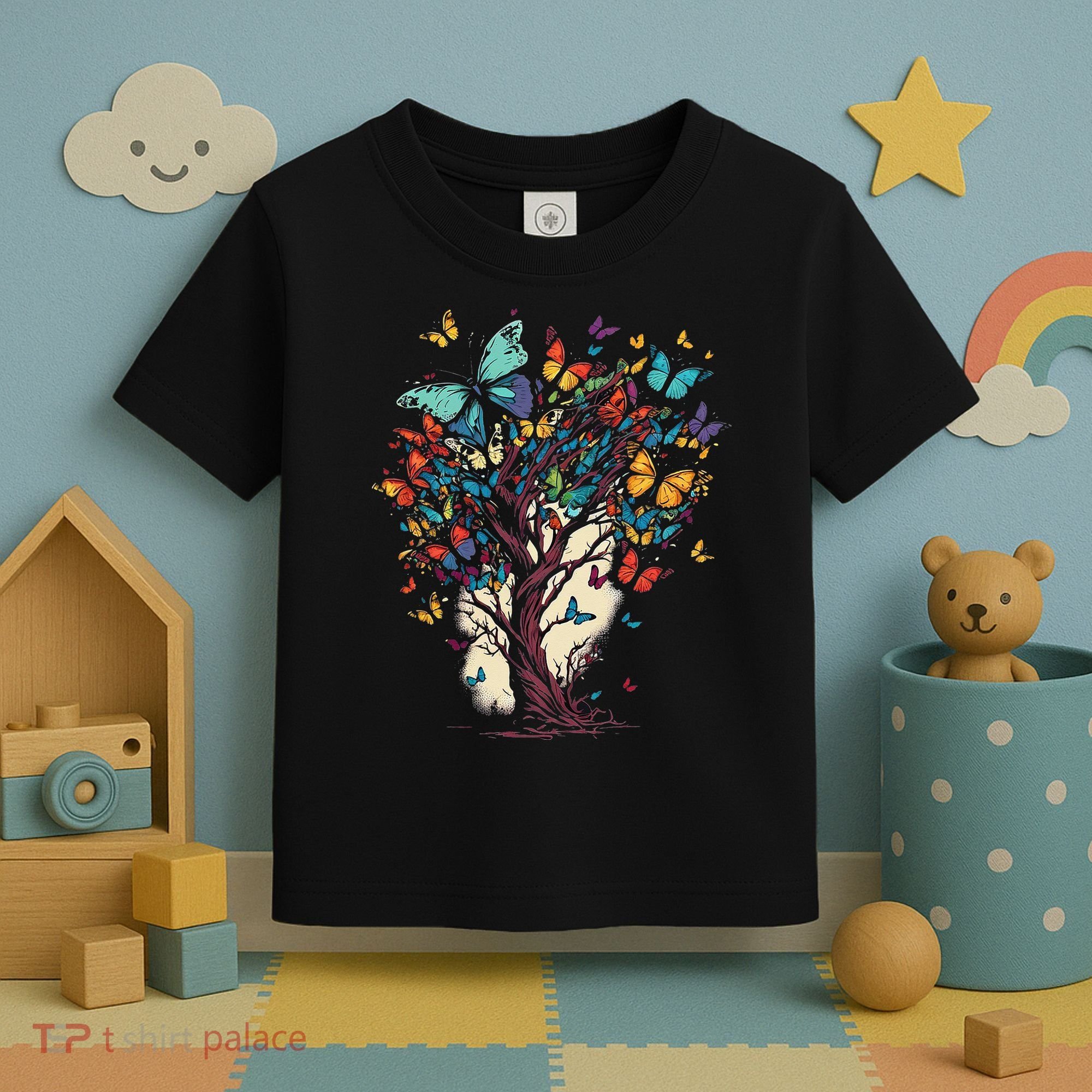 Cute Nature Butterfly Tree Toddler T-Shirt