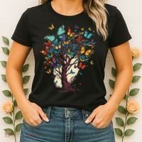 Cute Nature Butterfly Tree Women's T-Shirt thumb 2