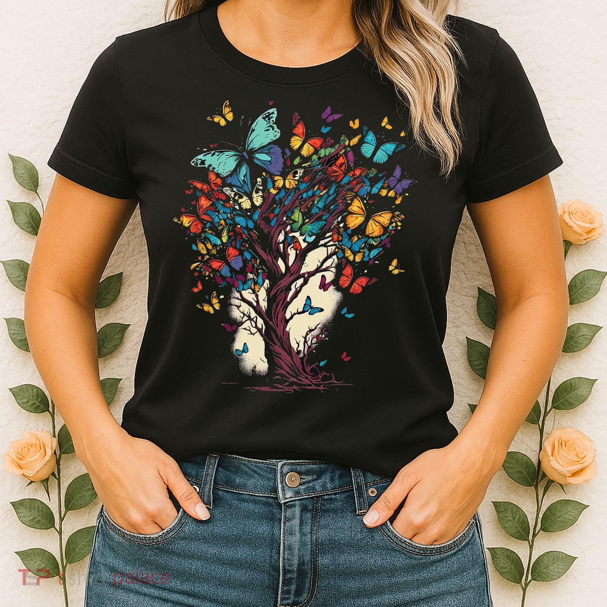 Cute Nature Butterfly Tree Women's T-Shirt