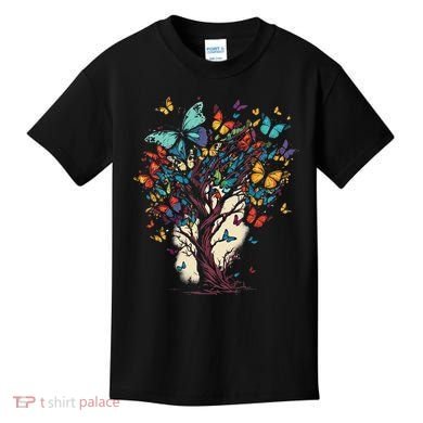 Cute Nature Butterfly Tree Kids T-Shirt