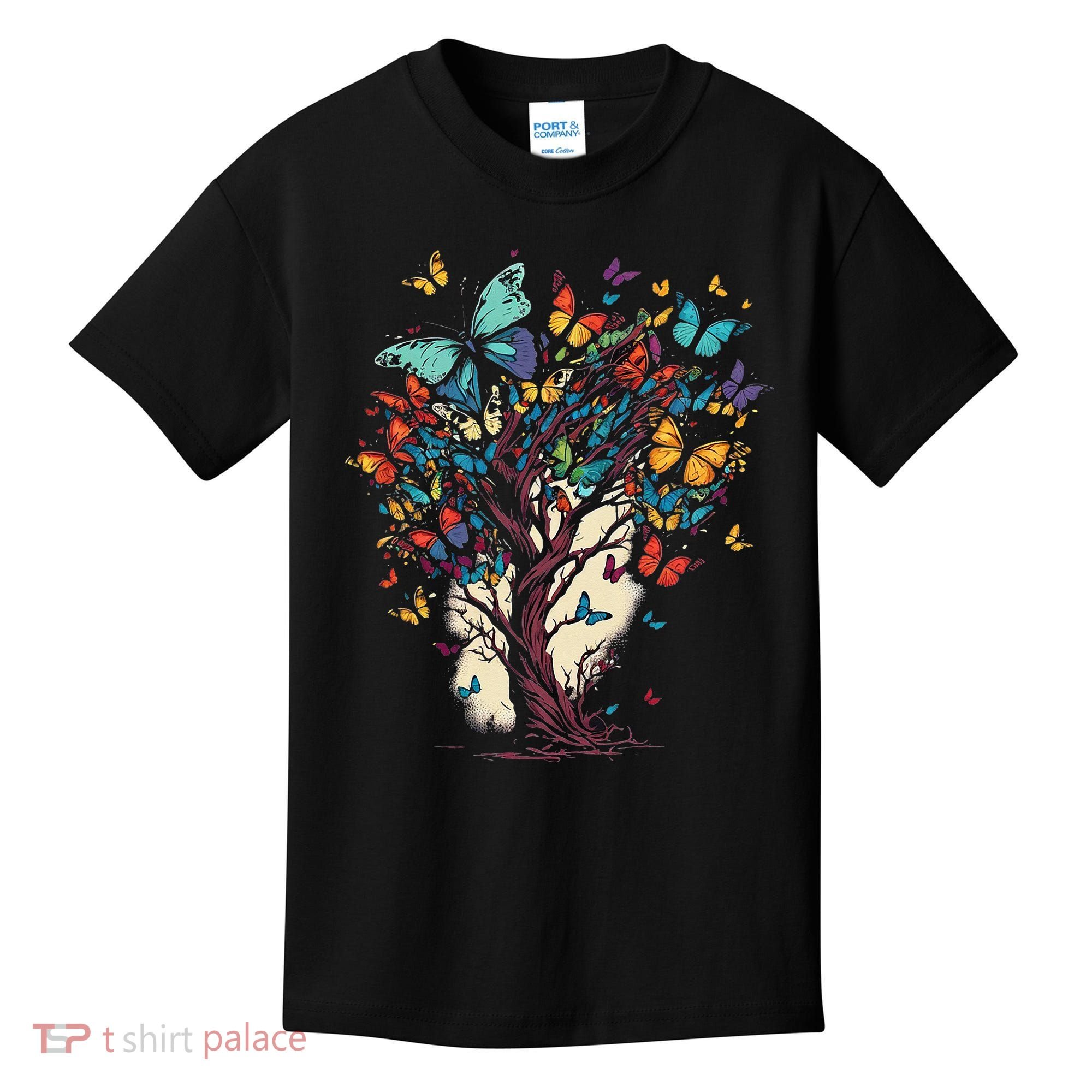 Cute Nature Butterfly Tree Kids T-Shirt