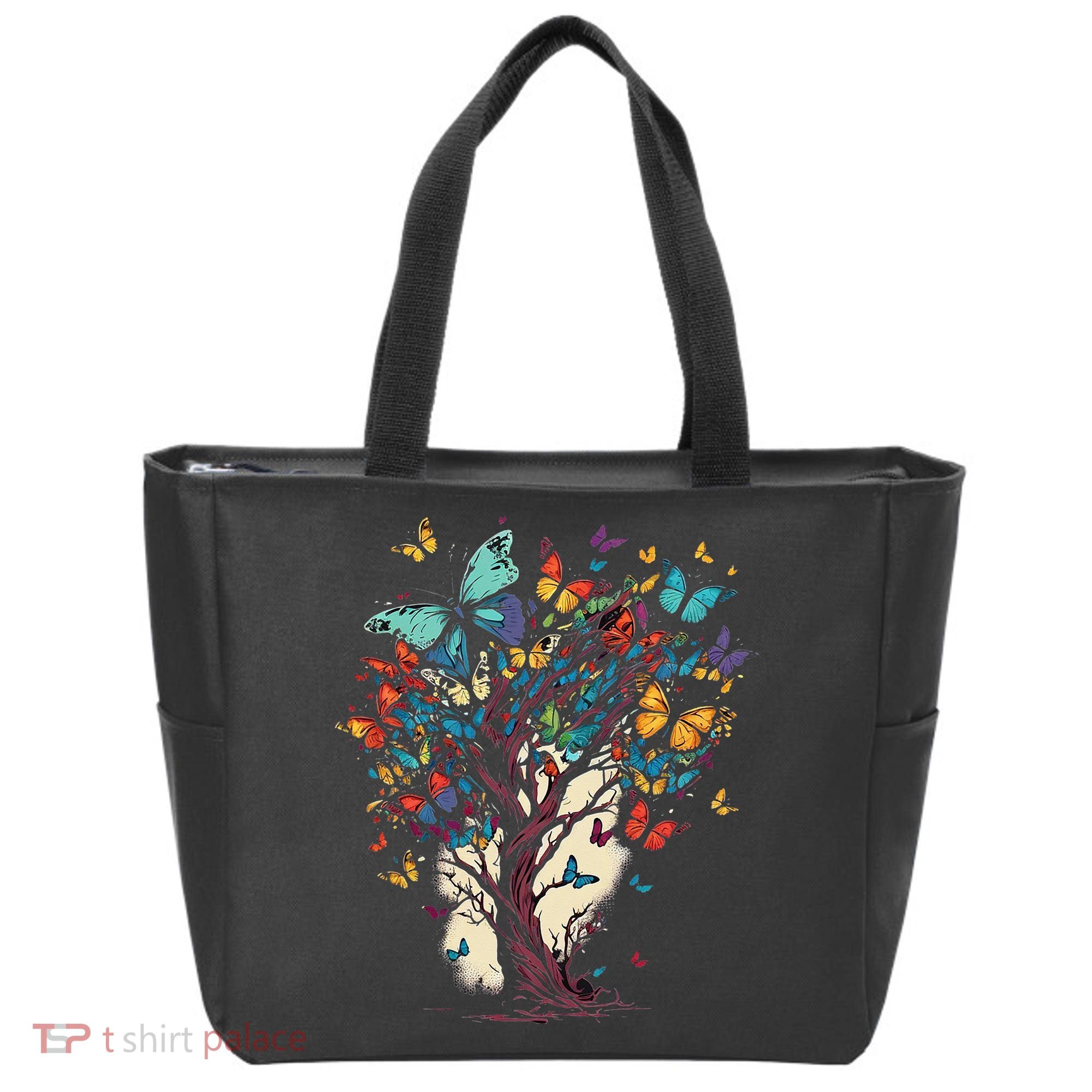 Cute Nature Butterfly Tree Tote Bag