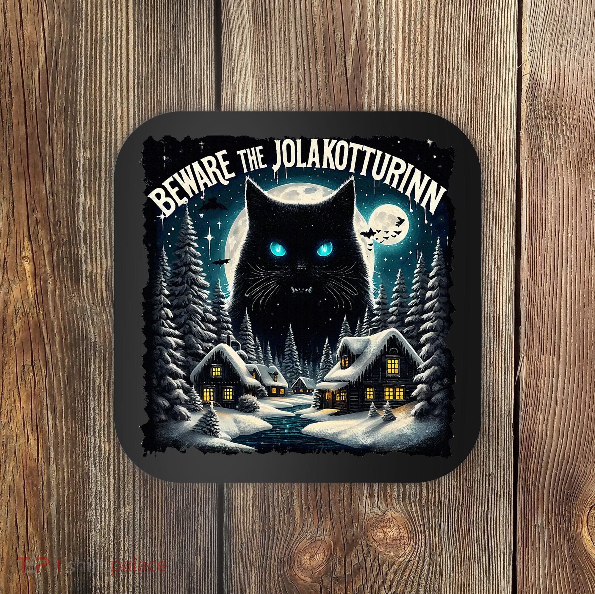 Christmas Norse Beware The Jolakotturinn Yule Cat Icelandic Coaster
