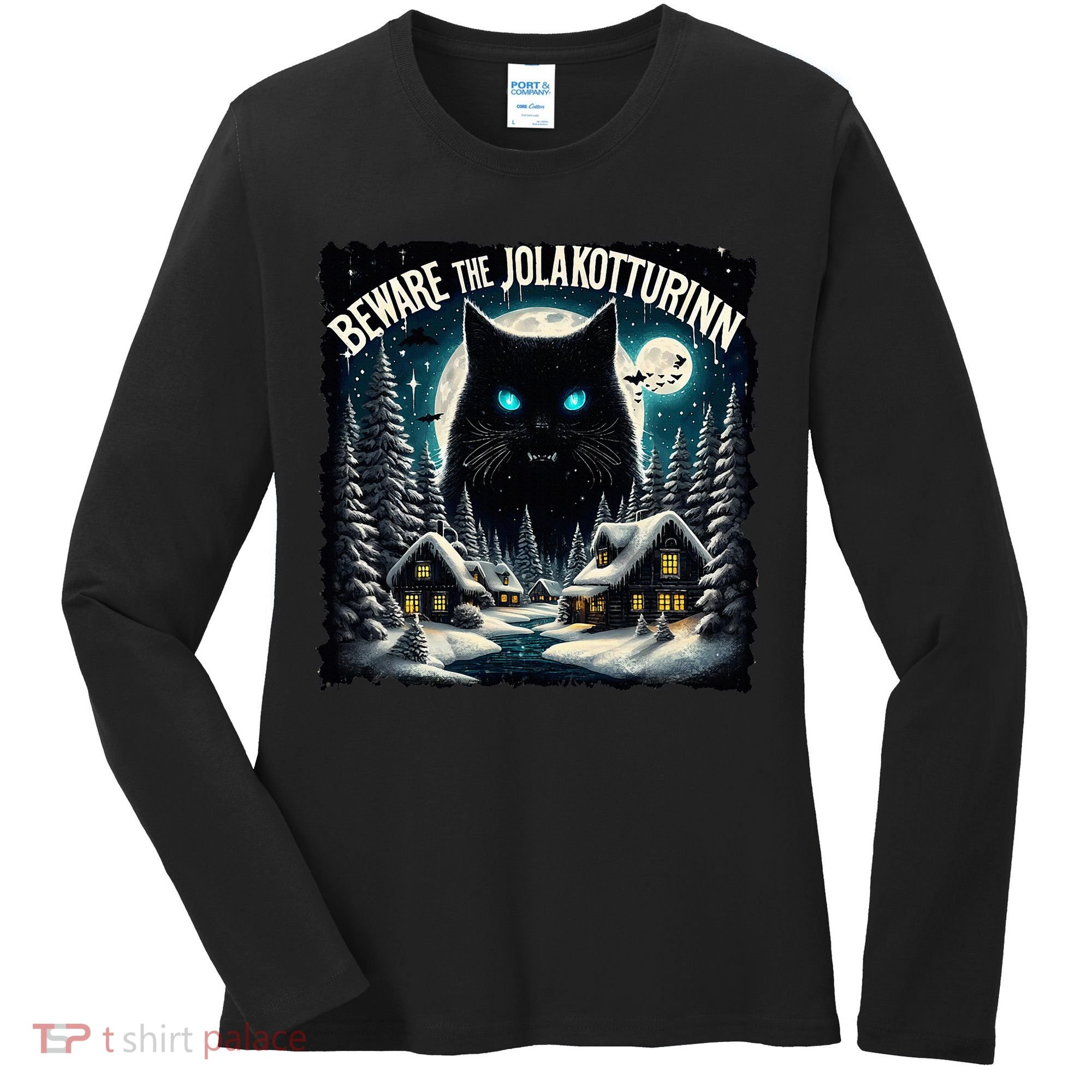 Christmas Norse Beware The Jolakotturinn Yule Cat Icelandic Women's Long Sleeve Shirt