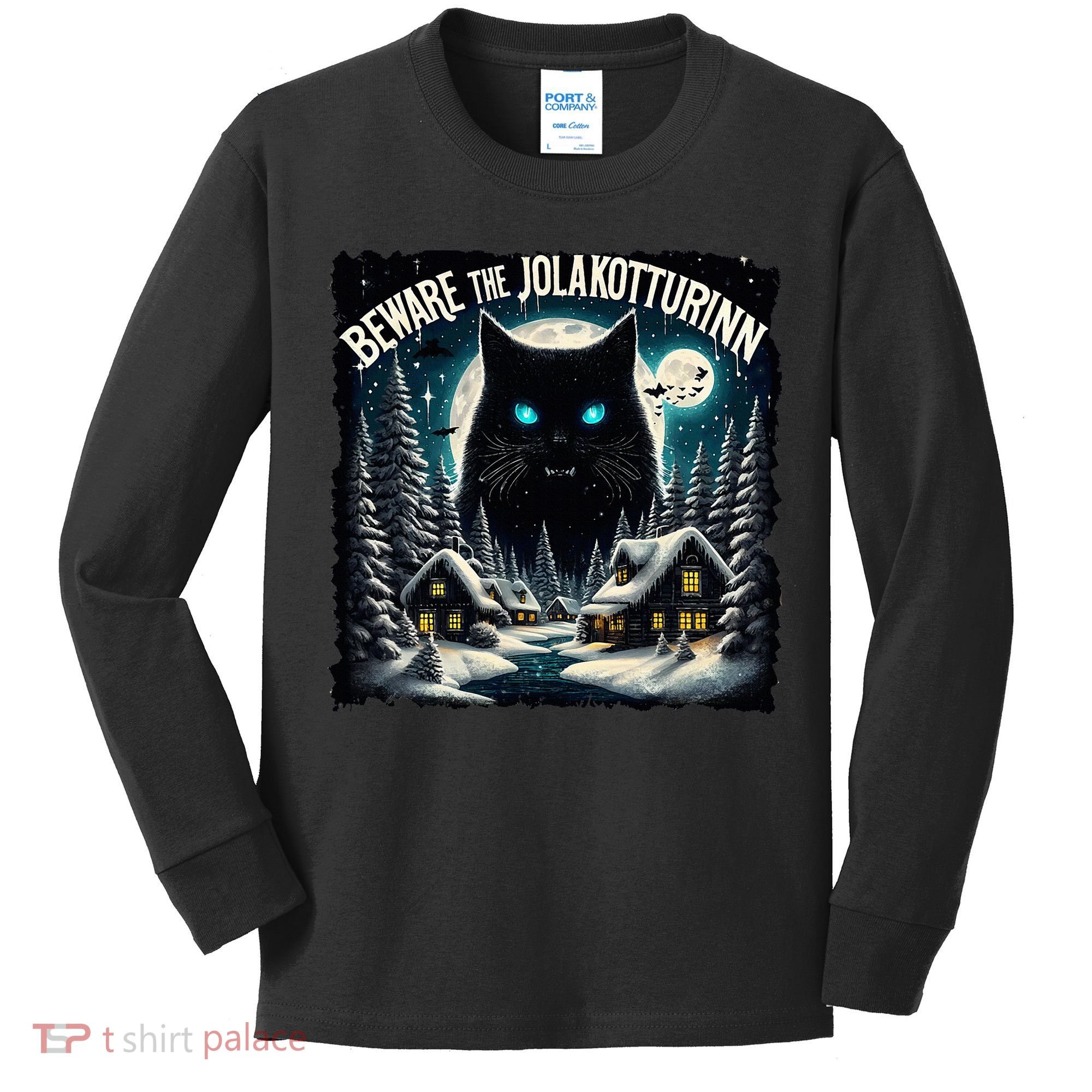 Christmas Norse Beware The Jolakotturinn Yule Cat Icelandic Kids Long Sleeve Shirt