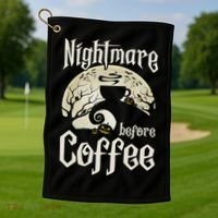 Cute Nightmare Before Coffee Halloween Funny Mug Gift Golf Towel thumb 1