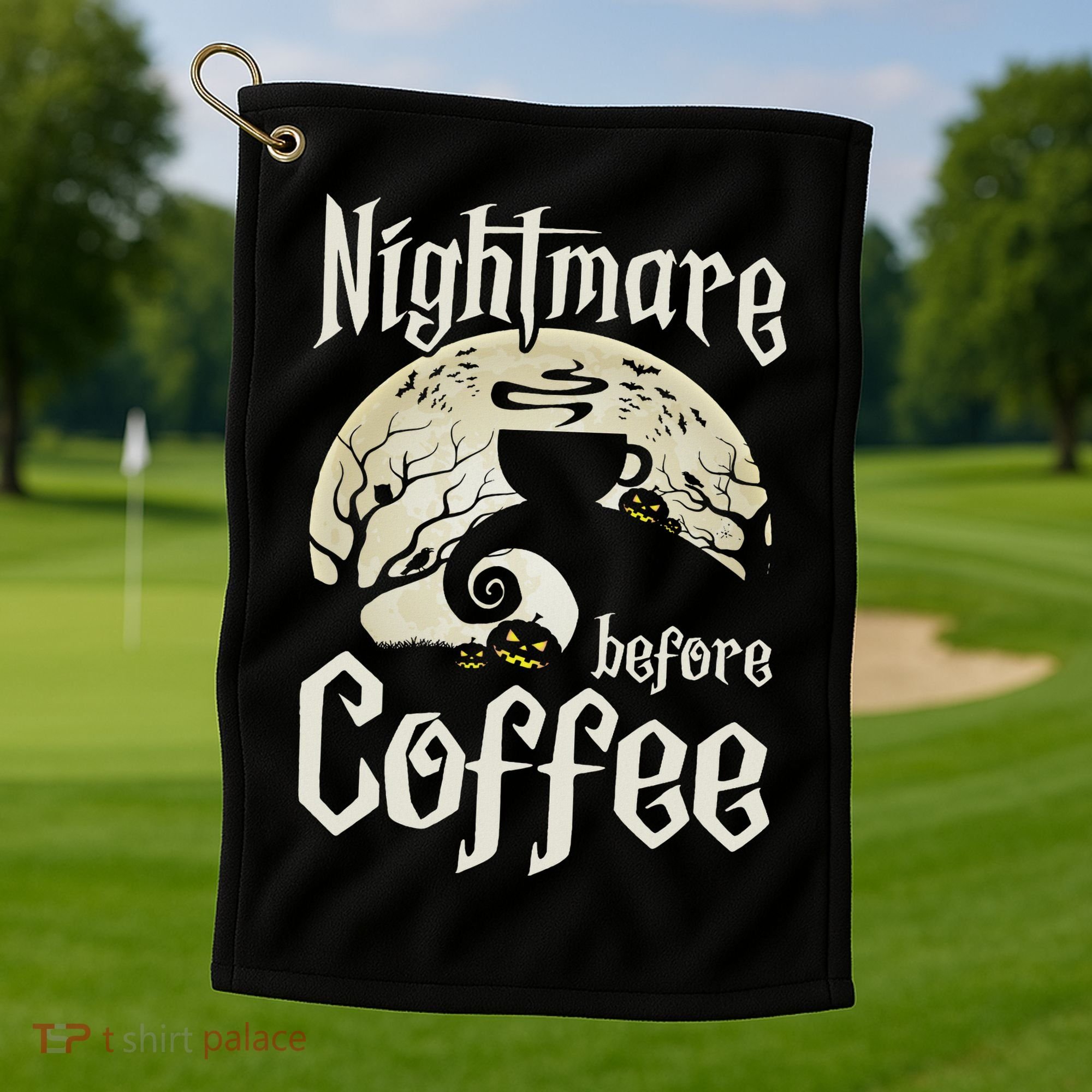 Cute Nightmare Before Coffee Halloween Funny Mug Gift Golf Towel