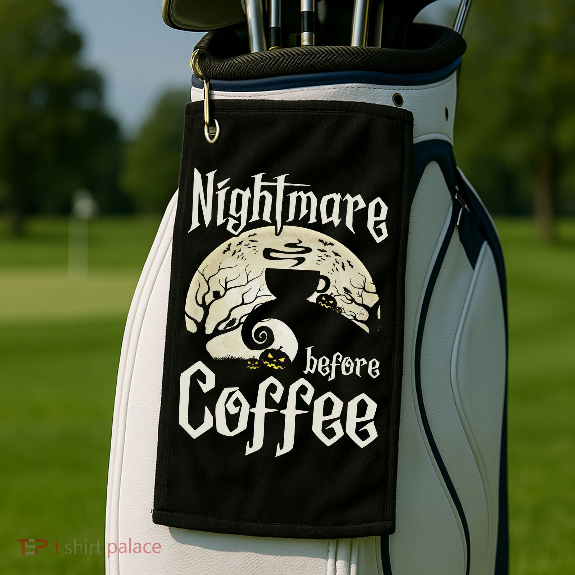 Cute Nightmare Before Coffee Halloween Funny Mug Gift Golf Towel