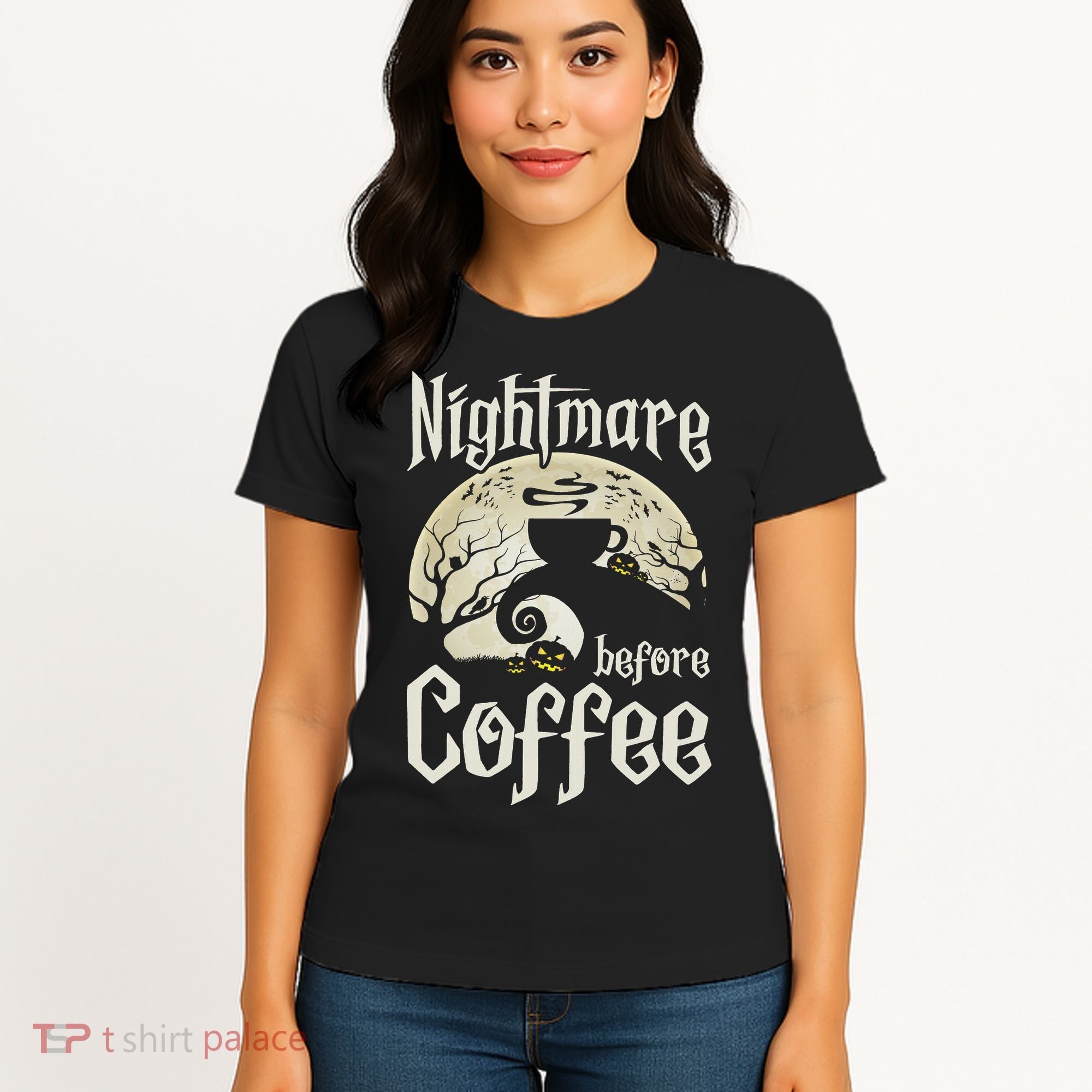 Cute Nightmare Before Coffee Halloween Funny Mug Gift Women's T-Shirt
