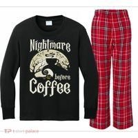 Cute Nightmare Before Coffee Halloween Funny Mug Gift Kids Long Sleeve Plaid Pajama Set thumb 0