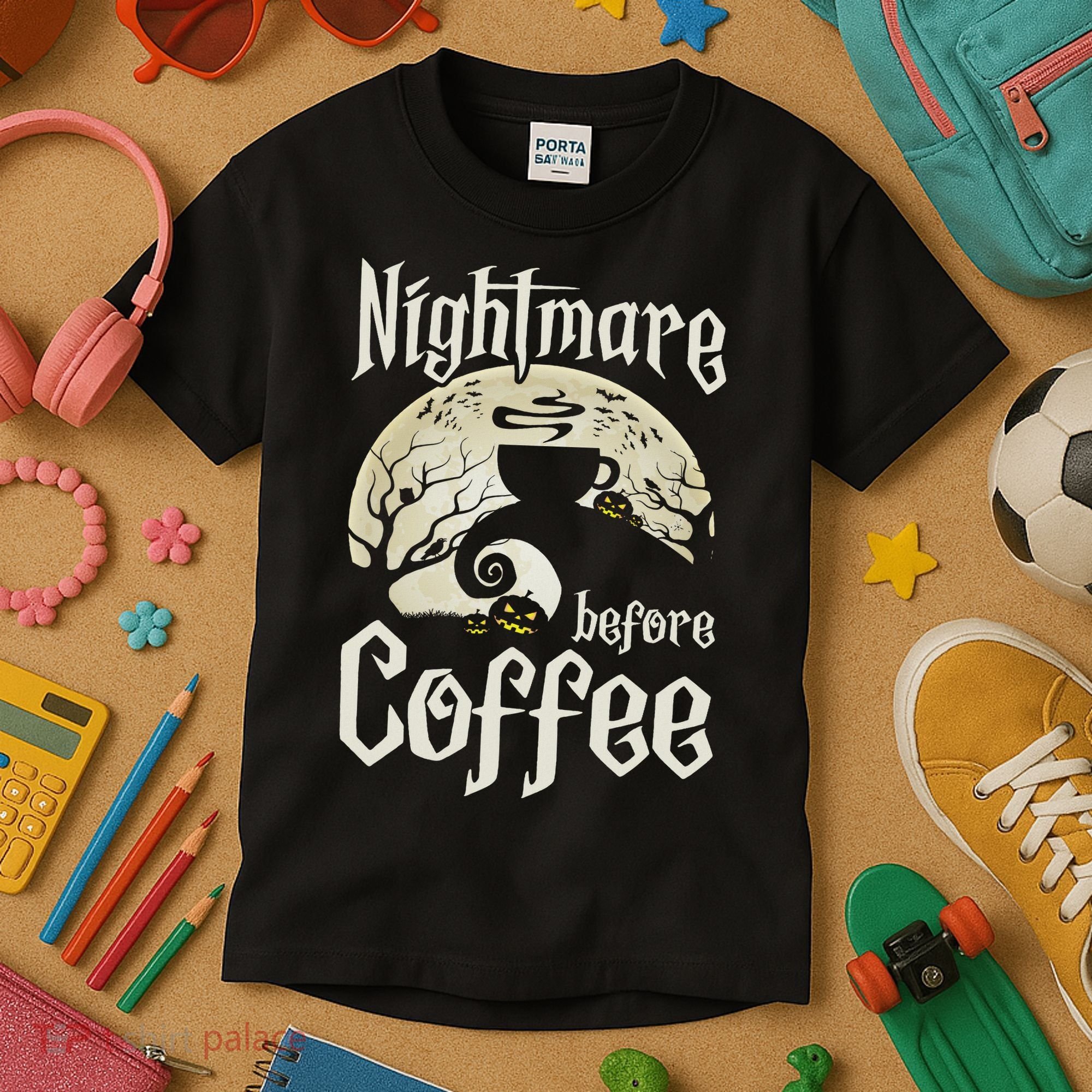 Cute Nightmare Before Coffee Halloween Funny Mug Gift Kids T-Shirt
