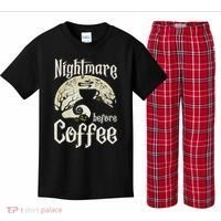 Cute Nightmare Before Coffee Halloween Funny Mug Gift Kids Plaid Pajama Set thumb 0