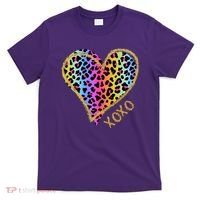Colorful Neon Cheetah Print Heart Xoxo T-Shirt thumb 0