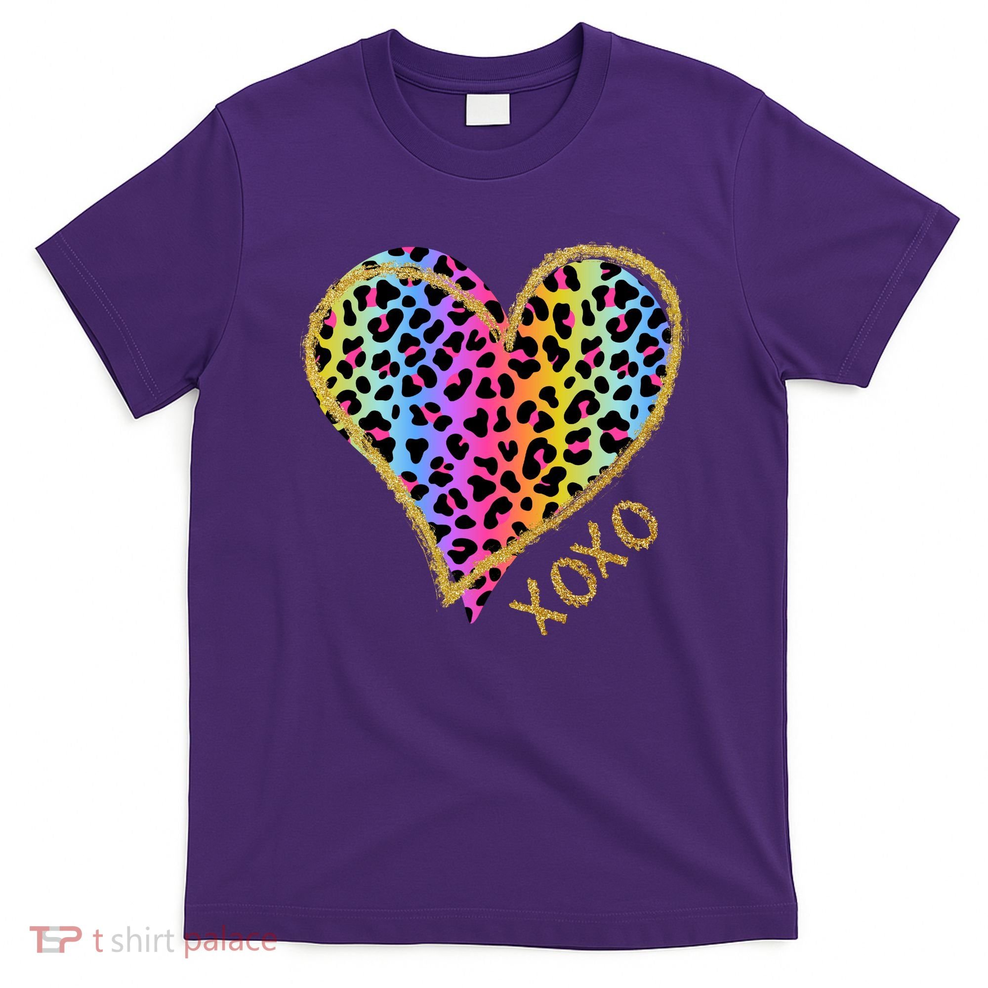 Colorful Neon Cheetah Print Heart Xoxo T-Shirt