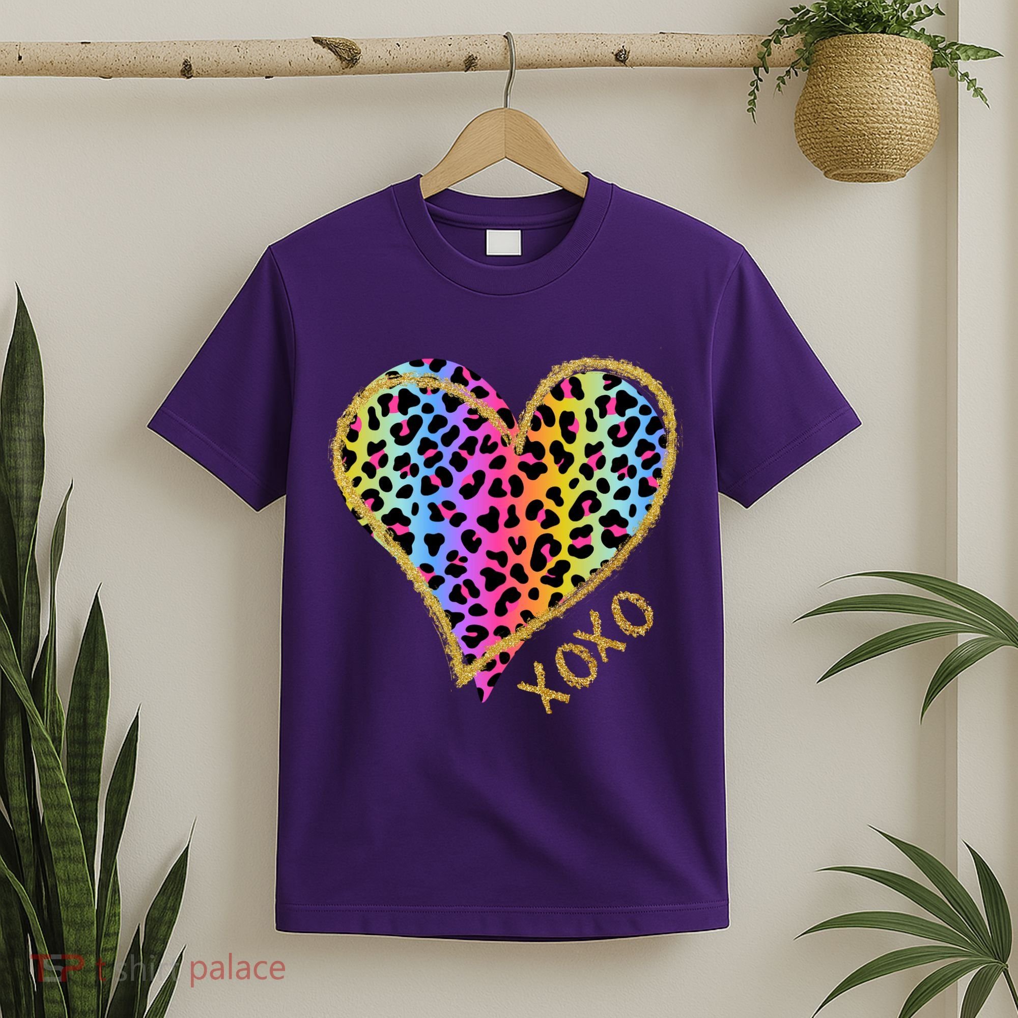 Colorful Neon Cheetah Print Heart Xoxo T-Shirt