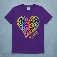 Colorful Neon Cheetah Print Heart Xoxo T-Shirt thumb 5